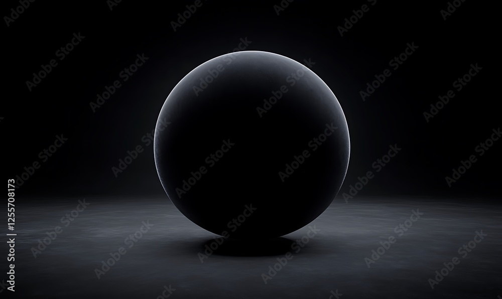 Fototapete A dark, spherical object is illuminated against a black background, creating a mysterious and minimalist aesthetic.