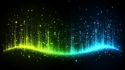 Obraz premium Abstract Green Blue Light Particle Wave Display