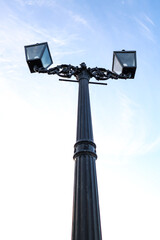 Close up detail shot with lantern with two lights.