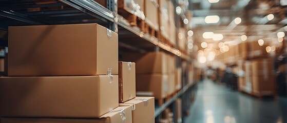 Courier Convenient Loading Standards, Stacked Cardboard Boxes in an Industrial Warehouse Logistics Center