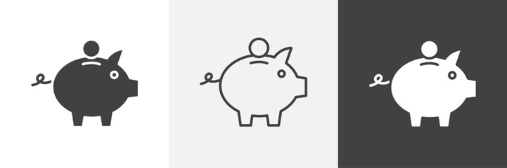 Piggy bank vector icons collection graphic designs for ui designs