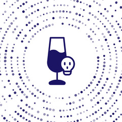 Blue Poisoned alcohol icon isolated on white background. Abstract circle random dots. Vector