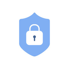 padlock icon with shield, simple flat style, illustration, logo sign symbol pictogram template, for ui or ux isolated on white for mobile app, editable