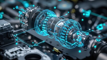 Futuristic Electric Engine, 3D Render, Tech