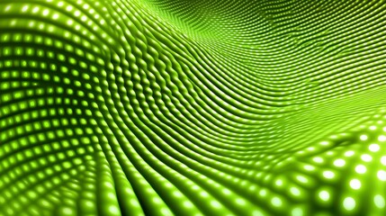 Obraz premium Abstract background featuring a vibrant lime green surface with a textured pattern of dots and ripples. The dots are bright, adding a luminous