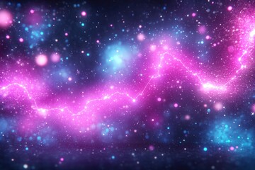 Abstract Cosmic Background with Neon Pink and Blue Lights in a Starry Universe