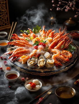 Experience an Exquisite Seafood Platter featuring Shrimp and Oysters that will delight your senses