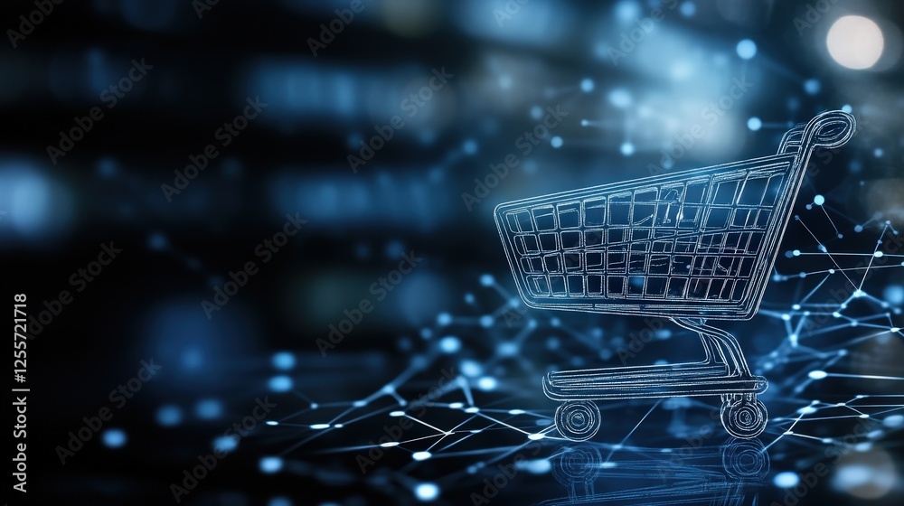 Poster Digital Shopping Cart Interface with Abstract Technology Elements