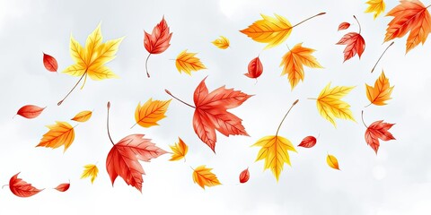 Autumn Leaves Falling Red Gold Foliage Fall Season Background