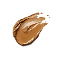 Brown Smooth smear of creamy foundation, soft texture with subtle blending on white background