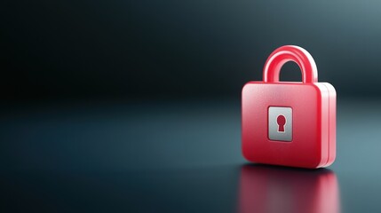 Bright Red Padlock on a Dark Background for Security Concepts