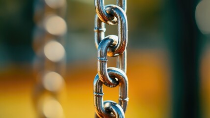 Close-up of metal chain links symbolizing strength and connection