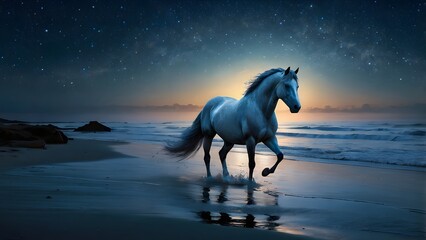 horse on the beach generated with ai