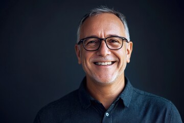Fototapeta premium A man with glasses and a friendly smile looking directly at the camera