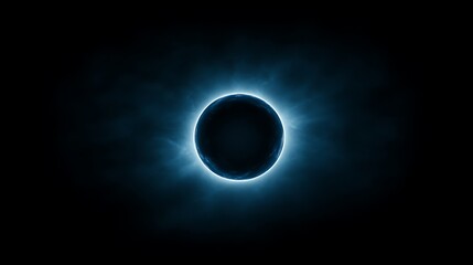A captivating view of a solar eclipse, showcasing a darkened sun surrounded by an ethereal blue glow.