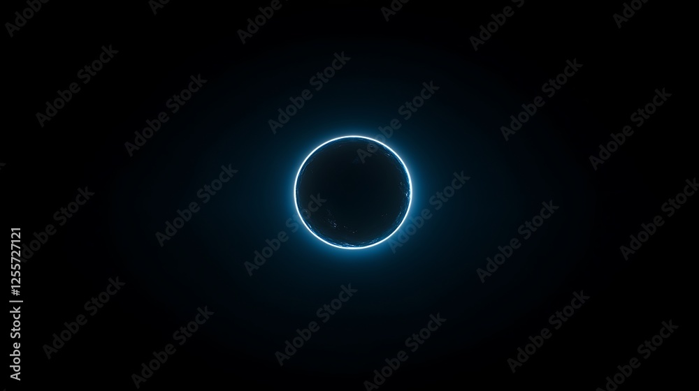 Poster a glowing blue circle against a dark background, creating a surreal, futuristic feel, evoking themes
