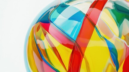 Abstract Colorful Glass Sculpture with Vibrant Transparency and Reflections