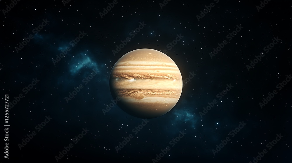 Aufkleber a vibrant depiction of jupiter, showcasing its striking bands and swirling clouds against the backdr