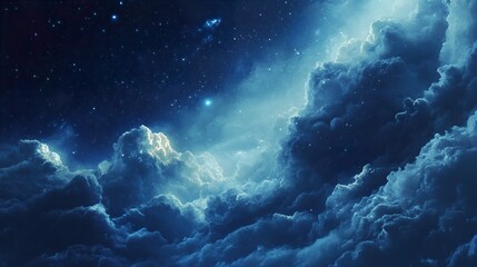 Fototapeta premium Celestial Sky: Blue Star Cloudscape 