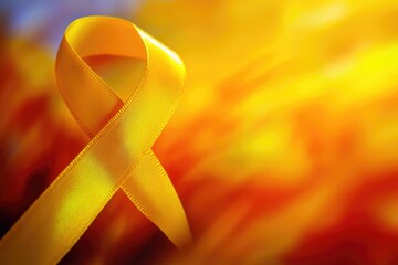 A close-up view of a bright yellow ribbon on a matching yellow background, great for highlighting important messages or adding a pop of color to designs