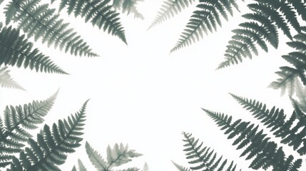 Lush Green Fern Leaves Framing a Bright Background in a Tranquil Natural Setting