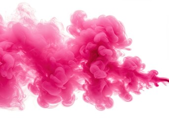 Fototapeta premium Vivid pink smoke cloud isolate on white background