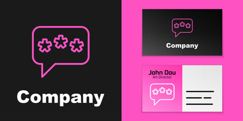 Pink line Speech bubble chat icon isolated on black background. Message icon. Communication or comment chat symbol. Logo design template element. Vector