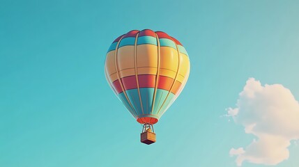 Obraz premium A vibrant hot air balloon floating against a clear sky