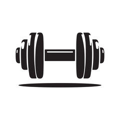 dumbbell silhouette vector on a white background