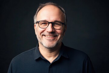 Obraz premium A happy man with glasses looking directly at the camera
