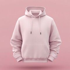 Stylish pink hoodie on pastel background.