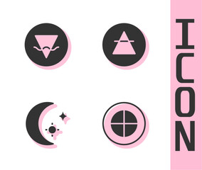 Set Earth globe, element, Moon and stars and Air icon. Vector