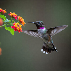 Naklejka premium hummingbird feeding on a flower