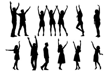 shadow shilloute People are showing happy gestures