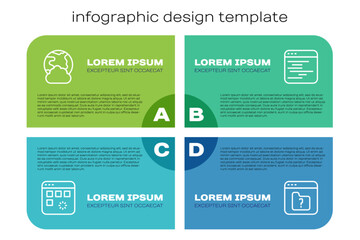 Set line Loading data window, Social network, File missing and Software. Business infographic template. Vector