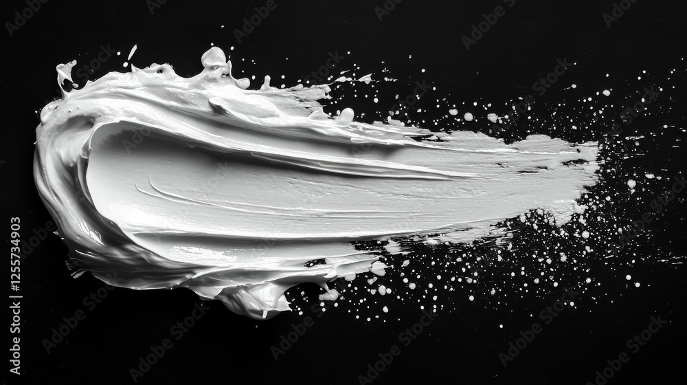 Fototapete abstract white paint swirl on black: a textured canvas of contrast and dynamic movement, showcasing 