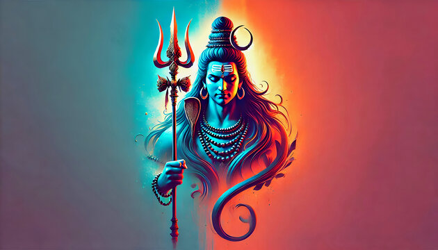 Happy maha shivratri Lord shiva portrait design poster background