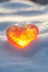Fototapeta premium A heart-shaped object sits in the snow, perfect for winter scenes or romantic themes