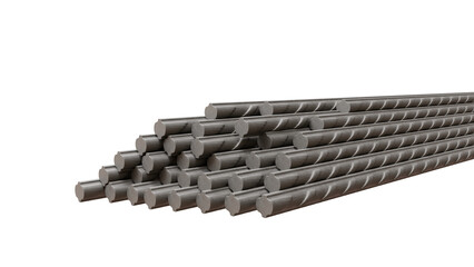 Reinforcement steel bars. Building armature isolated on white transparent