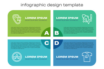 Set line Vegan food diet, No meat, shirt and fish. Business infographic template. Vector