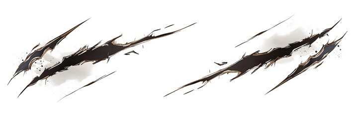 Scratch Mark Claw Damage Effect Black Rip Pattern Dynamic Slash Design Torn Surface Style Monster Attack Decal Modern Horror Graphics