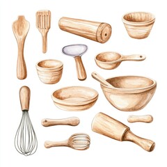 A set of various kitchen tools and gadgets
