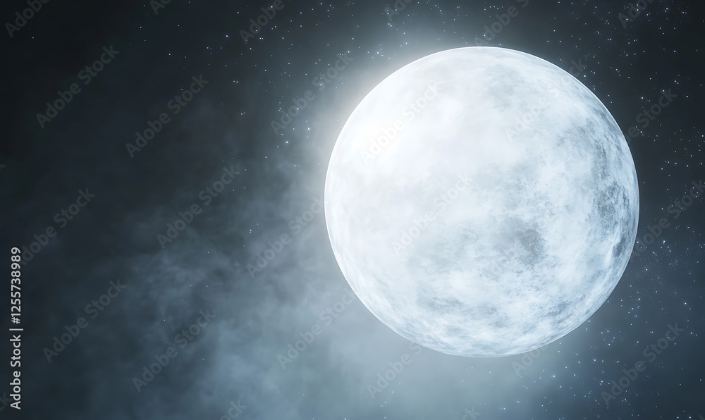 Aufkleber a luminous full moon shines brightly amidst a starry night sky, surrounded by ethereal clouds, creat