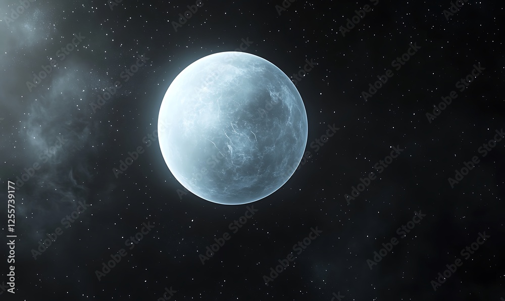 Poster a luminous moon floats in the dark expanse of space, surrounded by distant stars, creating a serene 