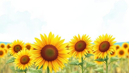 Vibrant Sunflowers Field Summer Blooms Bright Yellow Flowers Nature Photography