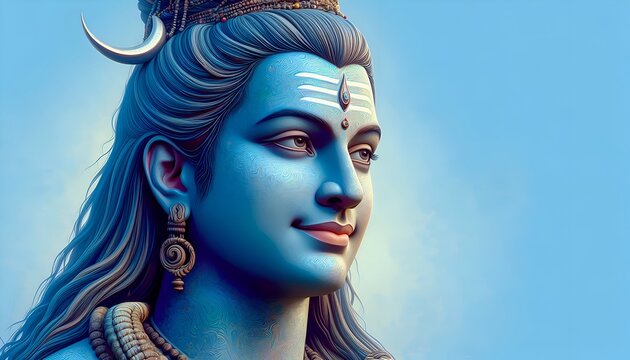 Happy maha shivratri Lord shiva portrait design poster background
