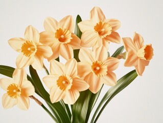 Fototapeta premium Beautiful Realistic Daffodils on Neutral Background Perfect for Text and Graphic Designs