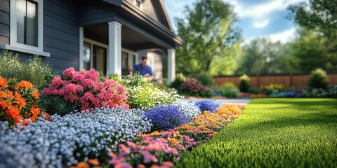 Vibrant Spring Garden Landscape Design near House