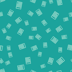 Green Calculator icon isolated seamless pattern on green background. Accounting symbol. Business calculations mathematics education and finance. Vector
