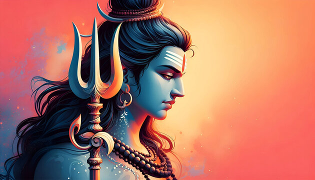 Happy maha shivratri Lord shiva portrait design poster background